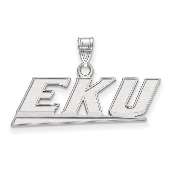 10k White Gold Eastern Kentucky U Small Pendant - Picture 1 of 3